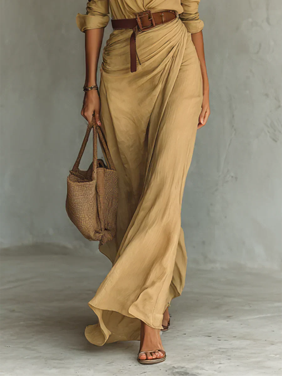 Rosa | Robe longue et fluide avec ceinture